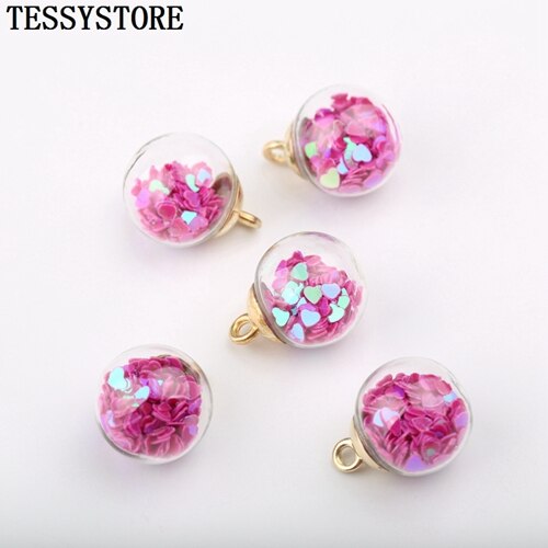 16 millimetri Palla Di Vetro Trasparente Piccolo Ciondolo Con Piccolo Cuore Amoroso All'interno del Pendente Per Monili Che Fanno Della Collana Accessori: Z023