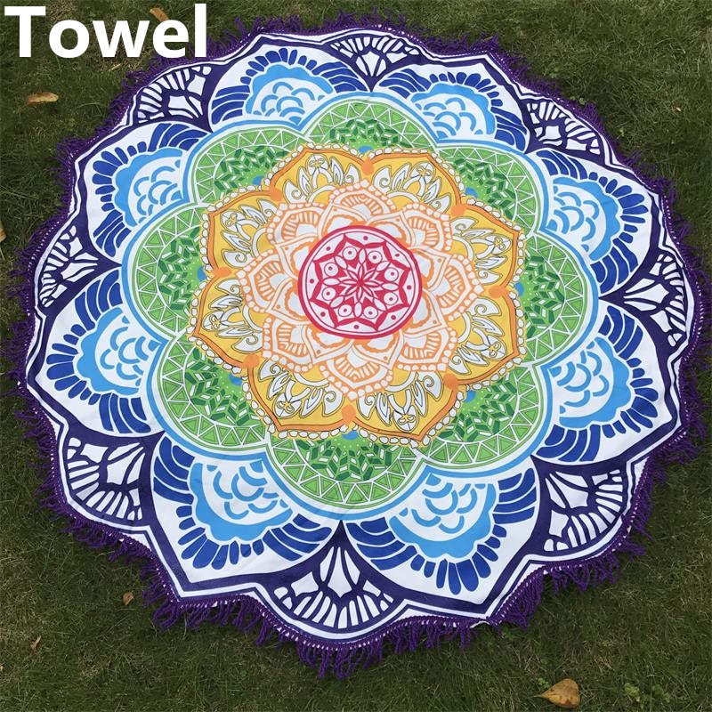 Microfiber Strandlaken Kwastje Indian Mandala Tapestry Lotus Gedrukt Bohemian Yoga Mat Bikini Cover-Up Deken Badhanddoek