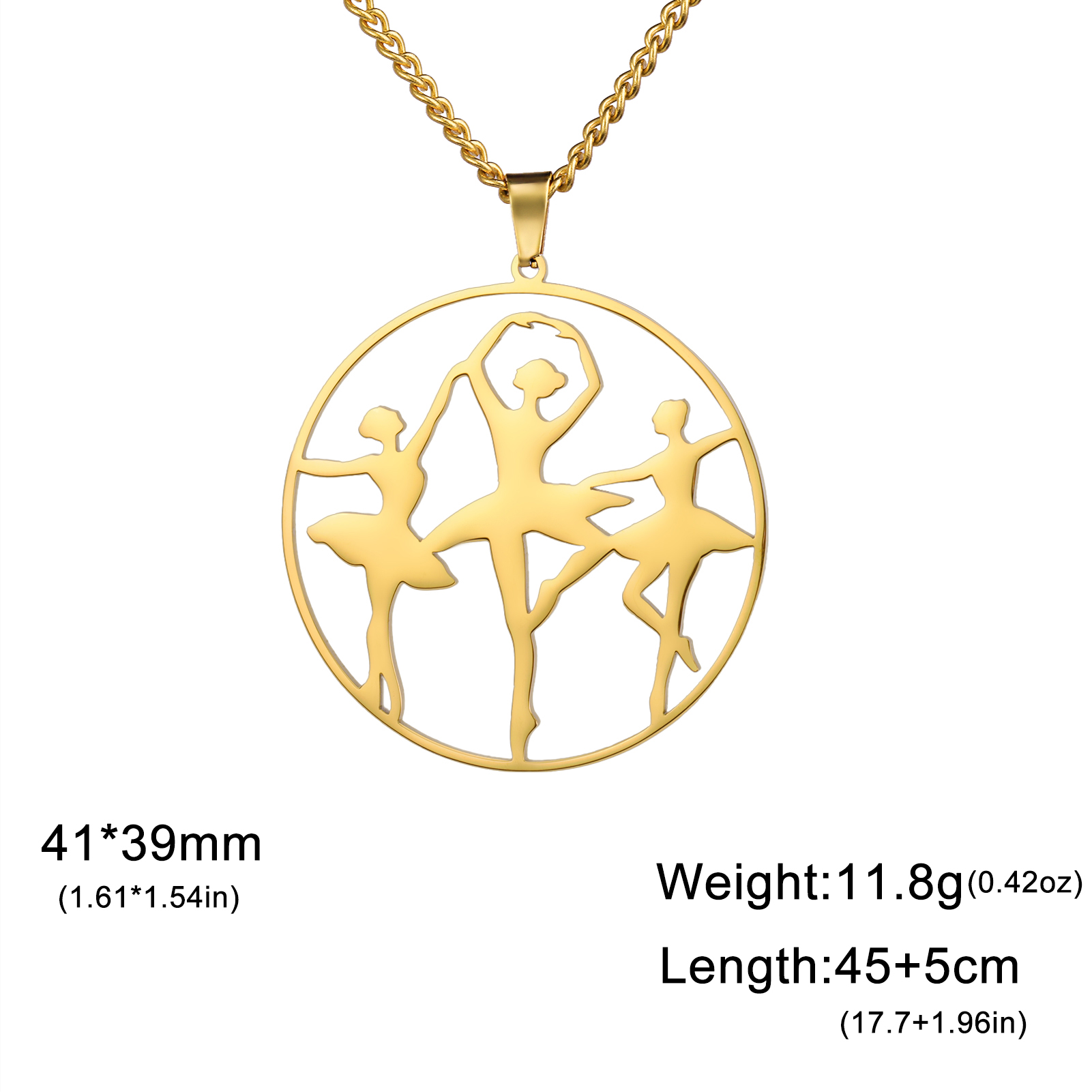 Cazador Ballet Ballerina Dansend Meisje Hanger Kettingen voor Vrouwen Rvs Sieraden Ketting 2025: Blauw Zink