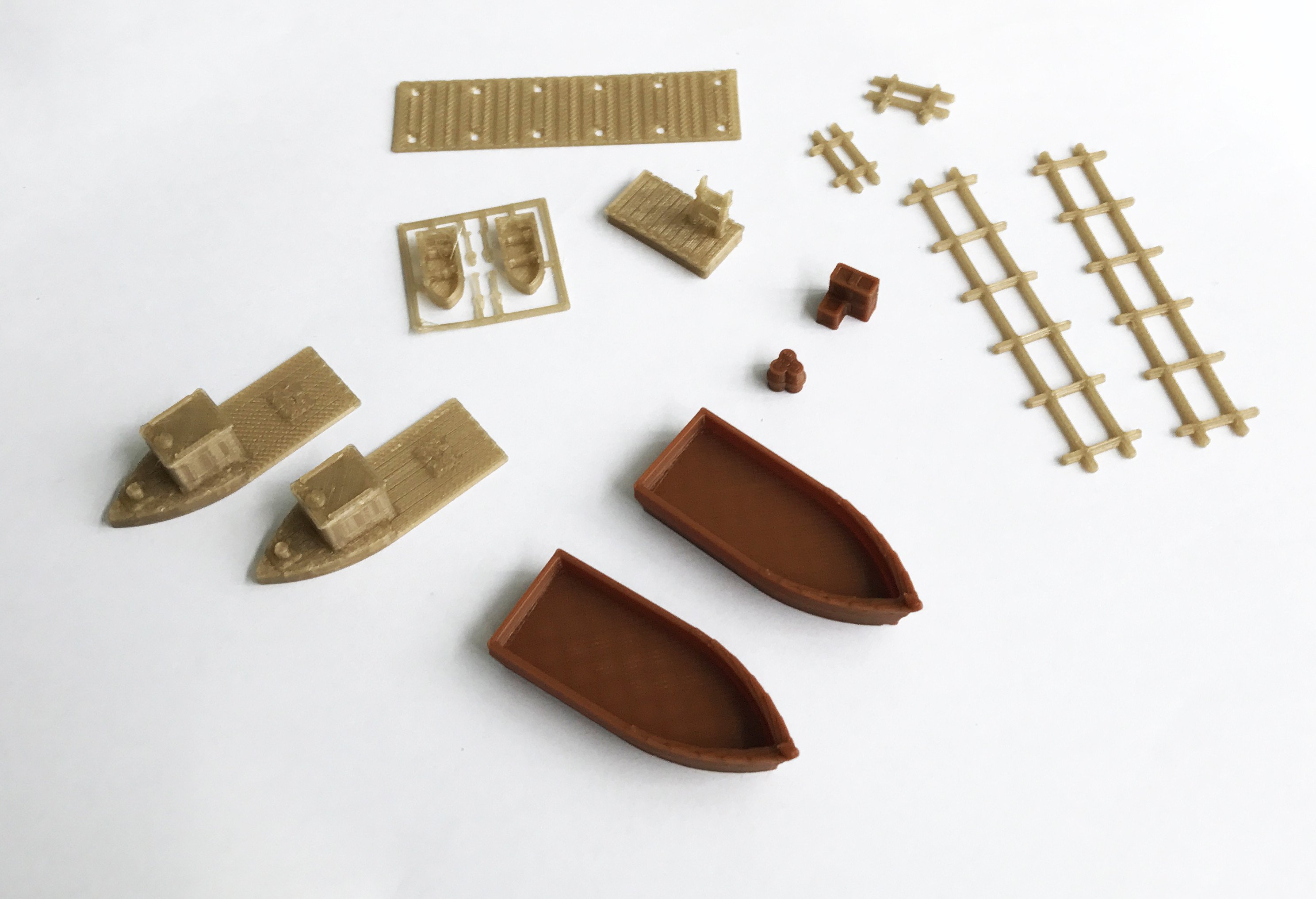 Outland Modellen Boot Set Met Kleine Dock / Pier Z Schaal 1:220 Spoorweg Landschap
