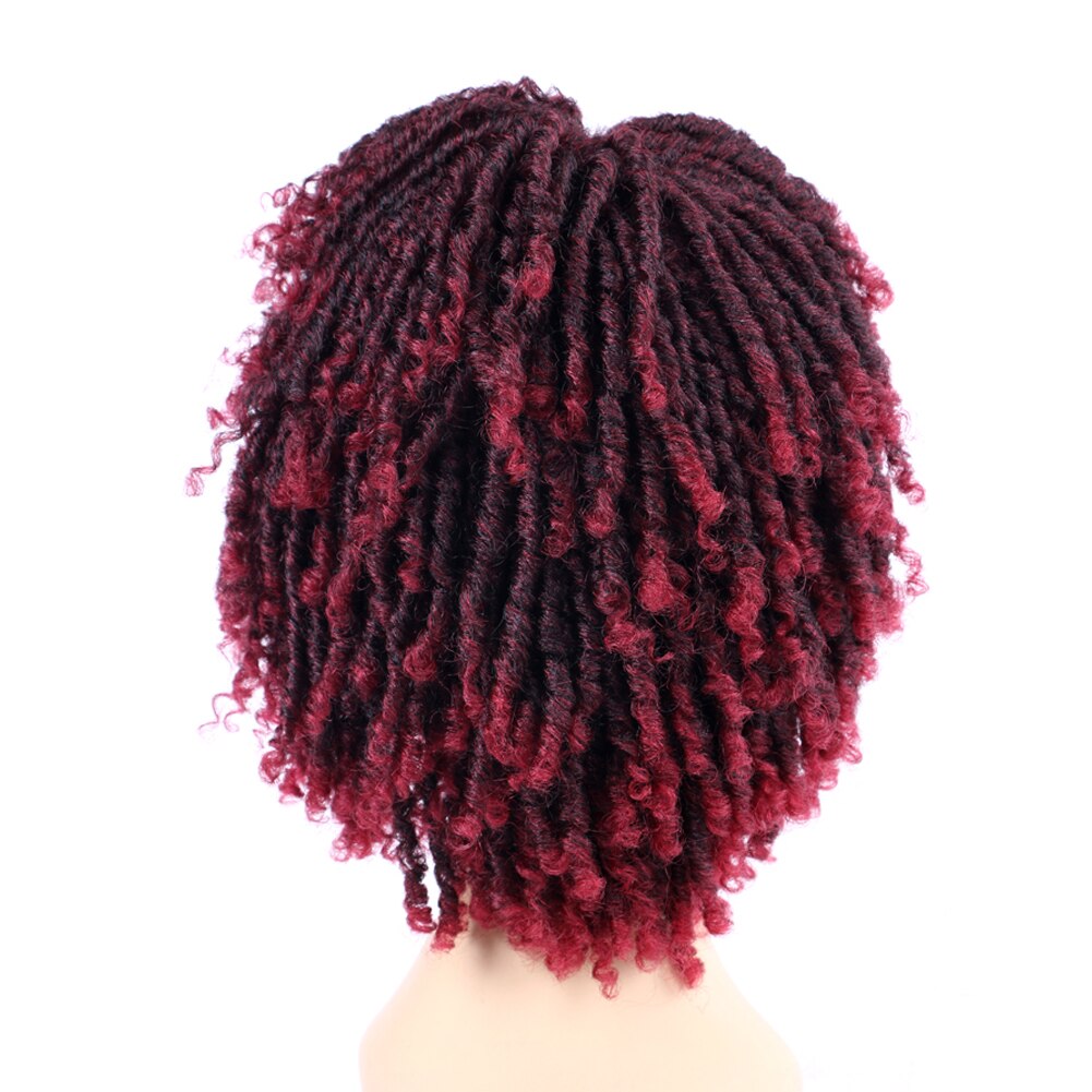 Qp Haar Dreadlock Perücke Geflochtene Twist Schwarz Braun Kurze Lockige Hitze Beständig Faser Synthetische Täglichen Party Dreadlocks Wigig