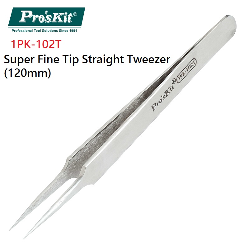 Pro'sKit-Pinzas magnéticas de aislamiento, puntas curvas de acero inoxidable, puntas finas, herramienta de mano: 1PK-102T