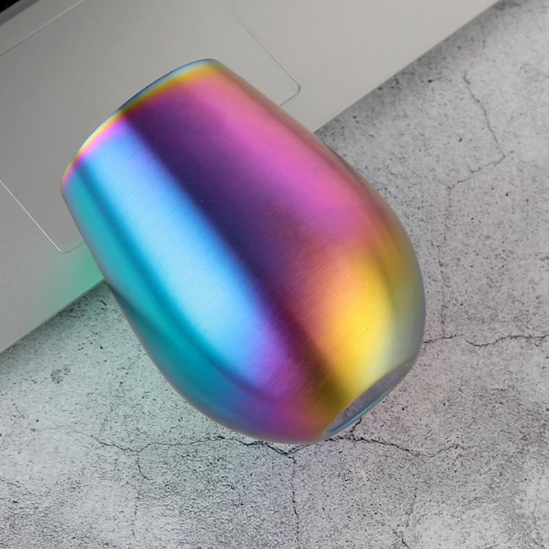 Vin dricksglas flerfärgad regnbåge iriserande hushållsstam 304 rostfritt stål enkellager färgpläterad stor mage e