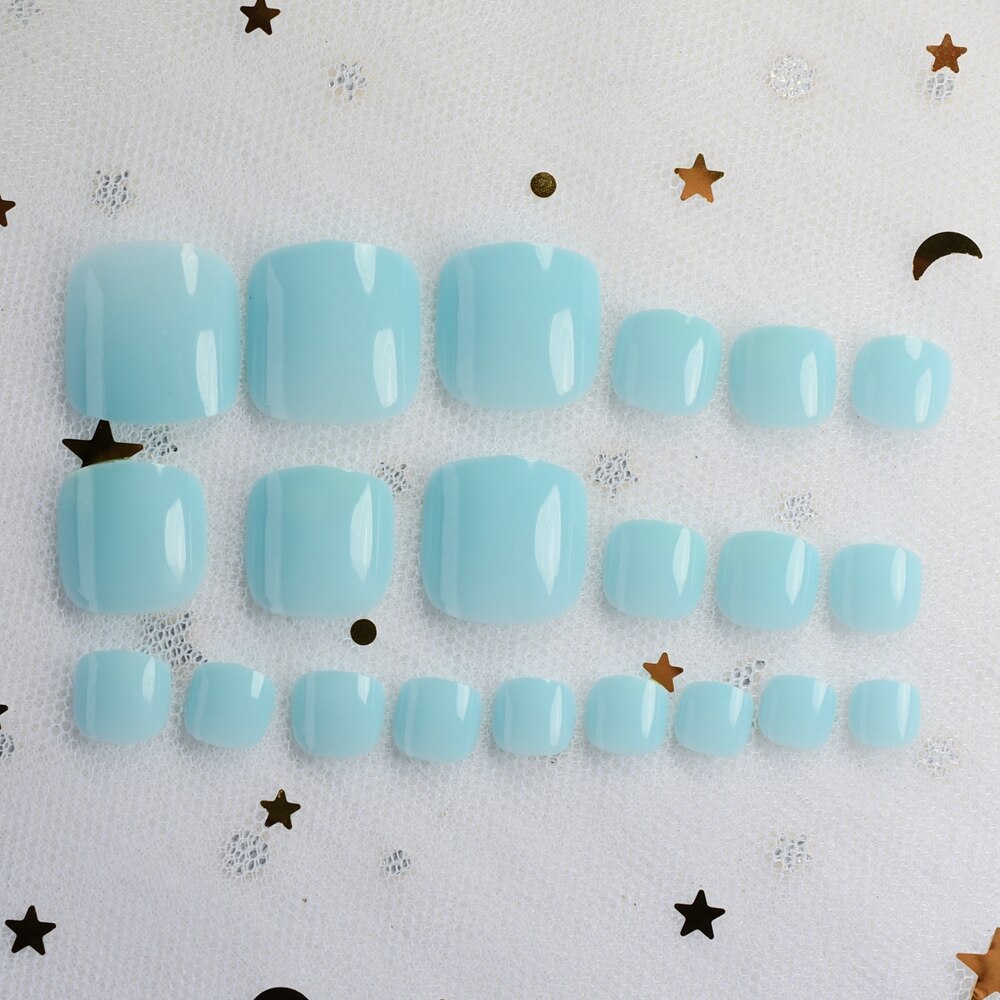 Snoep Kleur Plastic Valse Nagels Hemelsblauw Teen Nagel Nagels Voor Teen Make Salon Product Macaron Stijl 125T