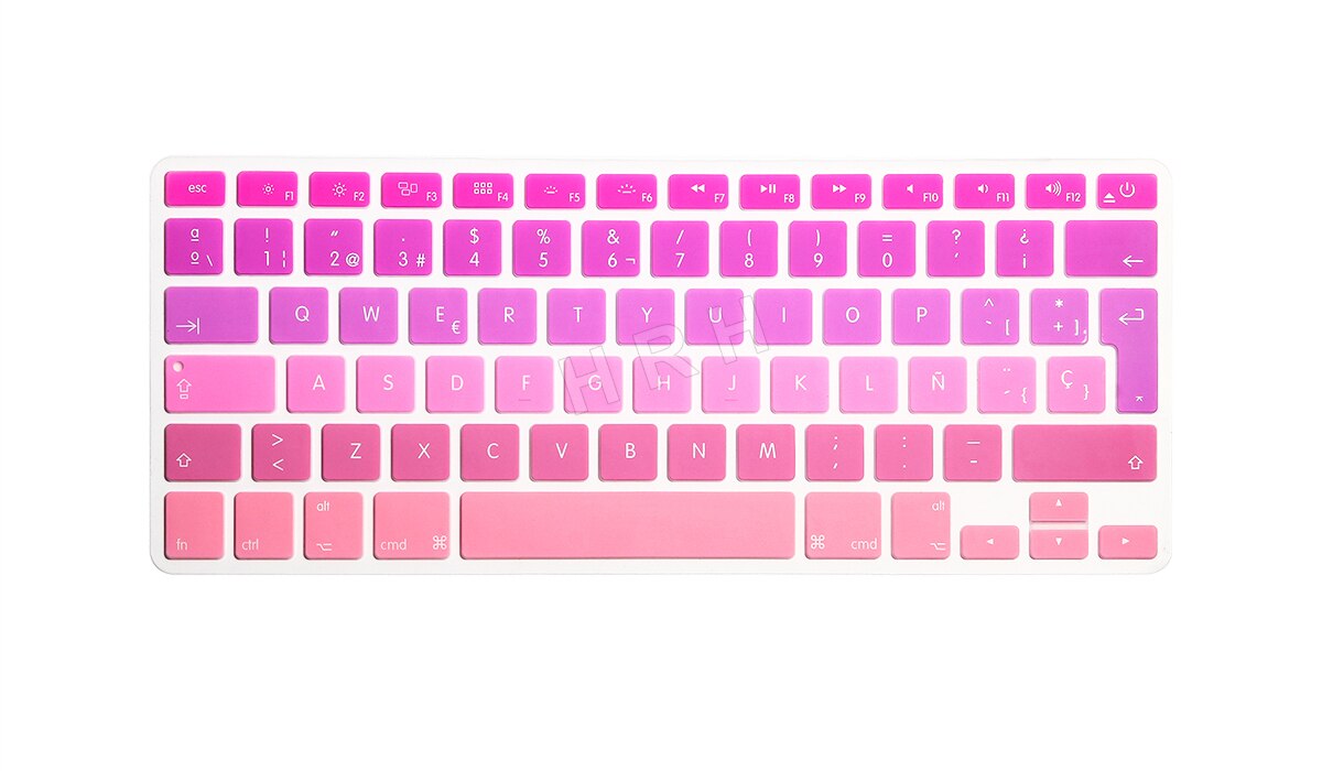 HRH UK/EU ESP Slim Spanish Gradient Rainbow Silicone Keyboard Cover Keypad Skin Protector For Macbook Air Pro Retina 13 15 17: Gradient Hot Pink