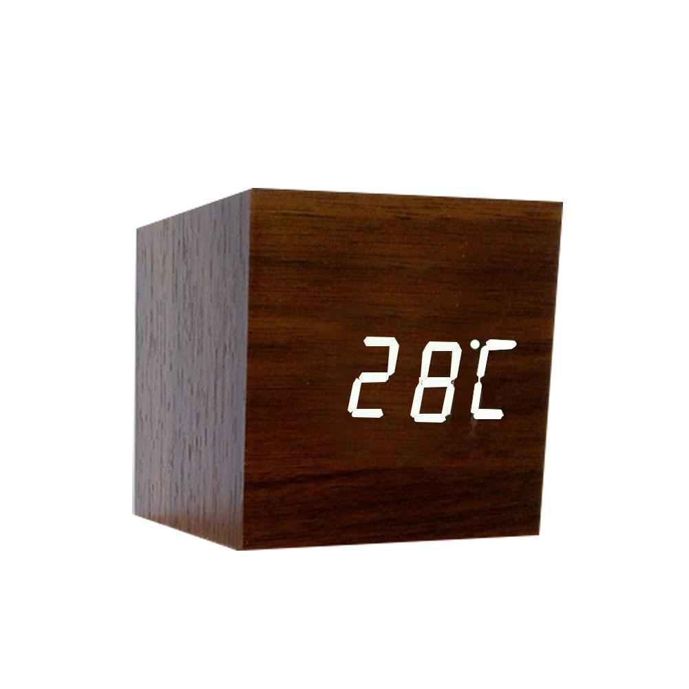 Alarm Clock LED Wooden Watch Table Voice Control Digital Wood Despertador USB/AAA Powered Electronic Desktop Clocks: L