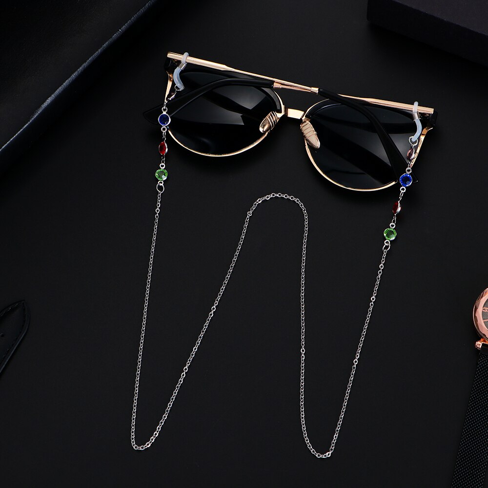 Nouvelle or lunettes chaînes lunettes de soleil lecture cristal perles lunettes chaîne femmes lunettes porte-cordon cou sangle corde
