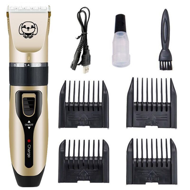 de mascotas perro de pelo de Pet Grooming herramienta Cizalla eléctrica recargable USB perro pelo pata Shaver Clipper: Púrpura