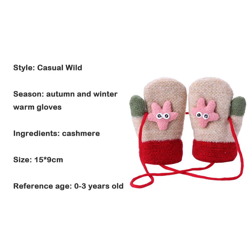 1 Pair Children Cartoon Gloves Thicken Imitation Lamb Fleece Autumn Winter Warm Girls Boys Apparel Accessories