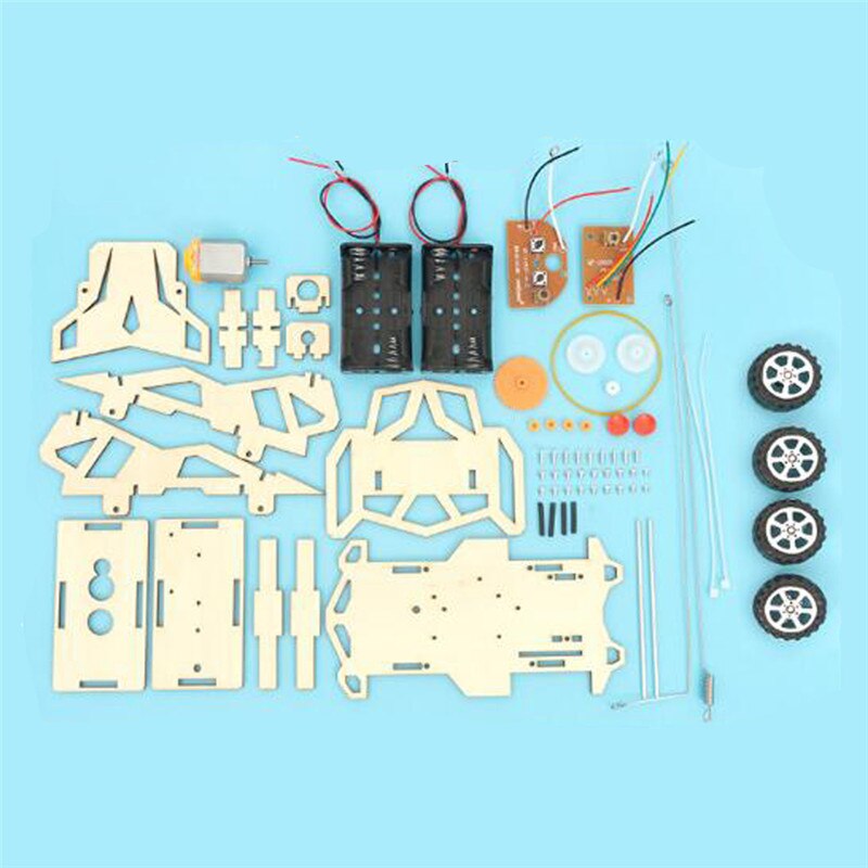 Kids Diy Rc Auto Assembly Building Voertuig Model Houten Science Experiment Kit Speelgoed Voor Kinderen Powered Educatief Speelgoed Jongen