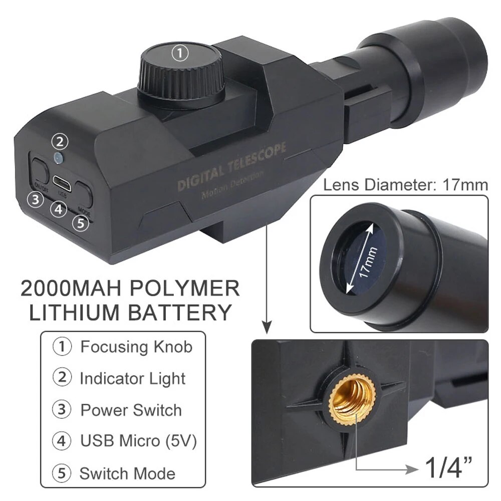 Wifi Digitale Telescoop, 70x Zoom 1920X1080 Monoculaire Camera Monitor Met Statief Mobiele Telefoon App Ondersteuning Android Ios Systeem