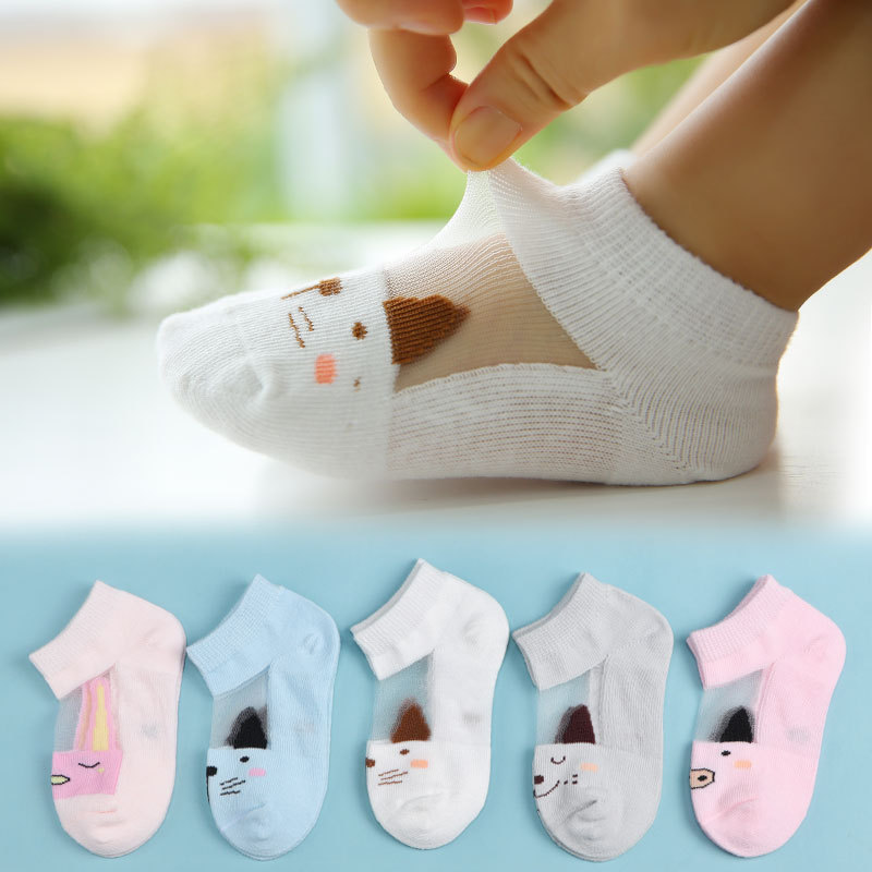 5 pares de calcetines de algodón para bebé de verano para niñas, niños, bonitos calcetines cortos de Color dulce de gato , calcetines para recién nacidos de 1 a 8 años