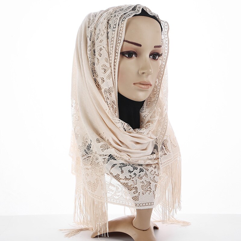 Sciarpa Lunga del merletto Dello Scialle per Le Donne Testa Avvolge Turbante Hijab di Modo Femminile Scialli Sciarpe Musulmano Hijab Bandana Accessori