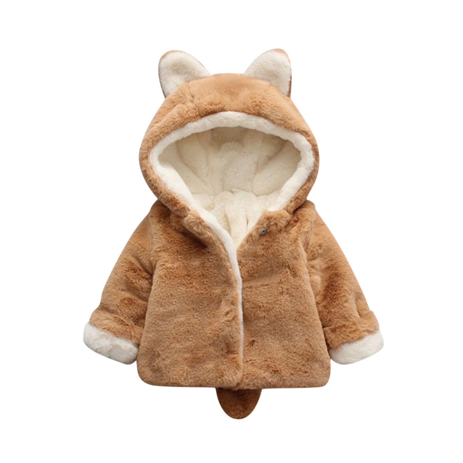 Kinderen Winter Fleece Outdoor Jassen Parka Peuter Baby Jongens Meisjes Fleece Winddicht Winterjas Bind Capuchon Uitloper: Brown  / 3-4 Years