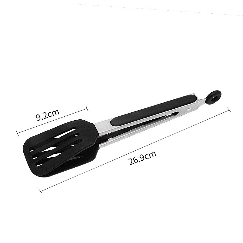 9/12 Inch Cooking Tongs Steak Clip Stainless Steel Handle Kitchen Silicone Bread Serving Tongs Heat Resistant BBQ Grill Tongs: 9 Inch Black