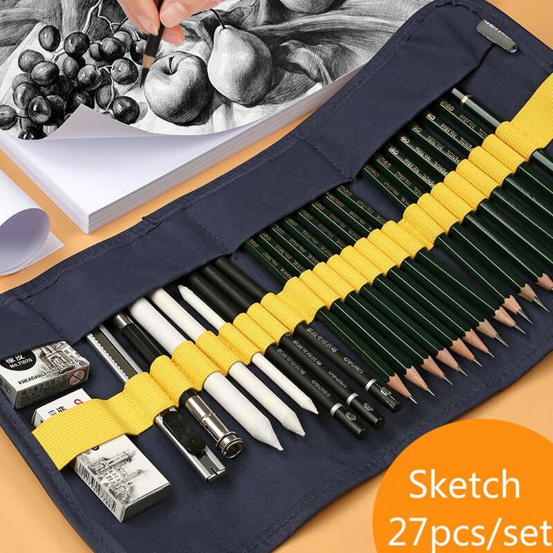 27pcs/set Sketch set pencil storage full set of adult sketch painting tool set beginner sketch drawing art supplies