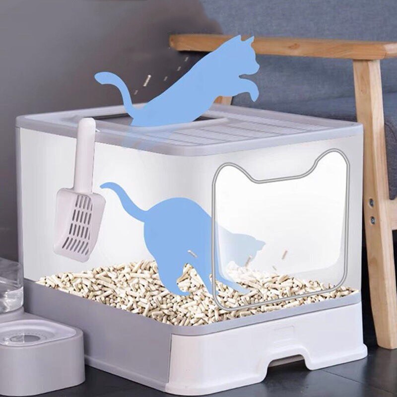 Caja de arena grande para gatos, arenero cerrado, bandeja de arena de plástico, antisplas, productos para mascotas, Alfombra de cama