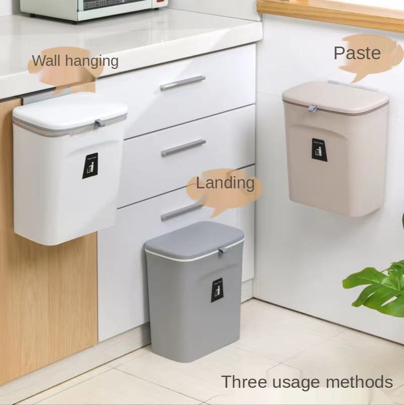 Wandmontage Prullenbak Bin 7L / 9L Met Deksel Afvalbak Keukenkast Deur Opknoping Prullenbak Garbage Auto recycle Vuilnisbak Vuilnis