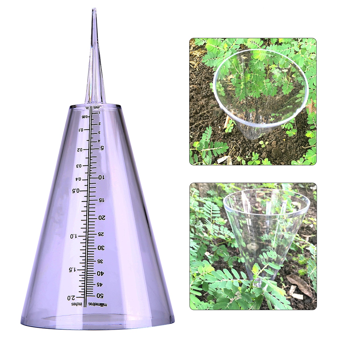 Cone Rain Gauge Measurement Ground Spike Precipitation Garden Yard Rainfall Measuring Tools Outdoor Meteorological Measurer