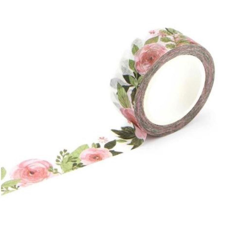 Romantic Floral Paper Washi Tape 15mm*7m Flowers Masking Tapes Decorative Stickers DIY Album Decoration: BG3026