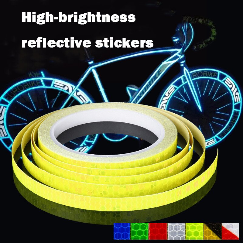 Cykel motor bil 8m reflekterende stikckers fluorescerende mtb vejcykel klistermærker klæbebånd vandtæt nat sikkerhed klistermærker