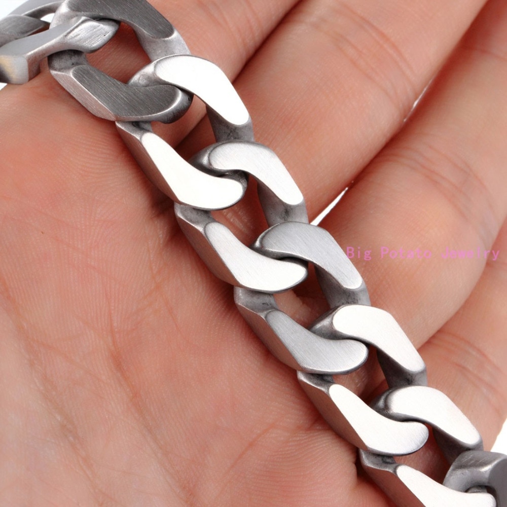 Heavy Enorme Zilveren Kleur Cubaanse Curb Casting Link Chain Armband 316L Rvs Cool Mannen Armband Sieraden 12 Mm * 22 Cm