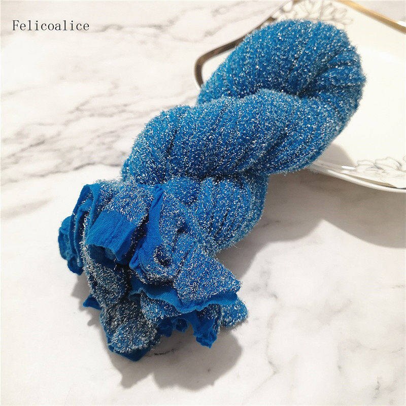 2pcs Silver Nylon Stocking Flowers Material DIY High-density Silk Stocking Making Simulation Flowers Handmade Ronde Flower: 2 Pieces Blue1