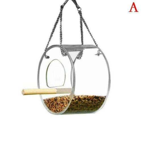 Acrylic Bird Food Box Bird Feeder Flower Hanging Feeder Clear Glass Window Garden Decoration Feeder Suction Cup Mount Birdhouse