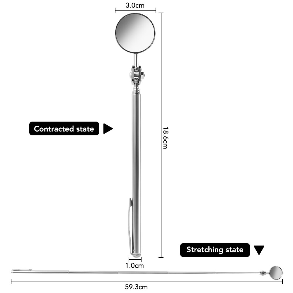 Automotive Maintenance Inspection Mirror Universal Sturdy Folding Telescopic Reflector Size Welding Chassis Inspection Mirror