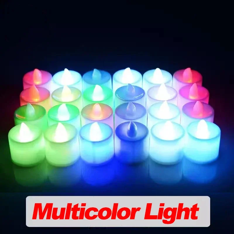 Velas electrónicas LED, velas parpadeantes sin llama, velas de deseos alimentadas por batería, iluminación decorativa para de boda y hogar: RGB / Amarillo claro