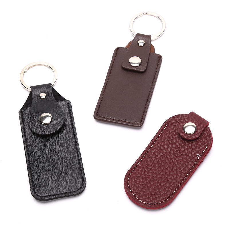 1pc estojos de couro pu para pen drive, chaveiros, bolsas de armazenamento para disco u com fecho, capa protetora, porta-chaves 10*4cm