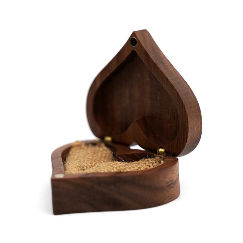 Caja de madera para anillos de compromiso, propuesta, ceremonia de boda, caja para anillos de exhibición de Joyas, caja para anillos