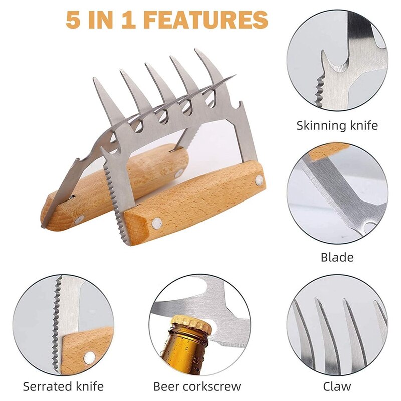Meat Claws,Heat-Resistant Barbecue Bear Claws for Chopped Meat, Bear Claws for Handling Large Pieces of Food (2 Pcs)