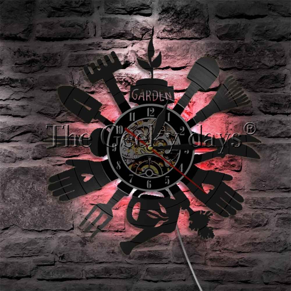 1 pieza de herramientas de jardín, reloj de pared , lámpara de pared LED Retro para decoración de pared, lámpara de pared para cabecera, herramientas de plantación, para jardineros