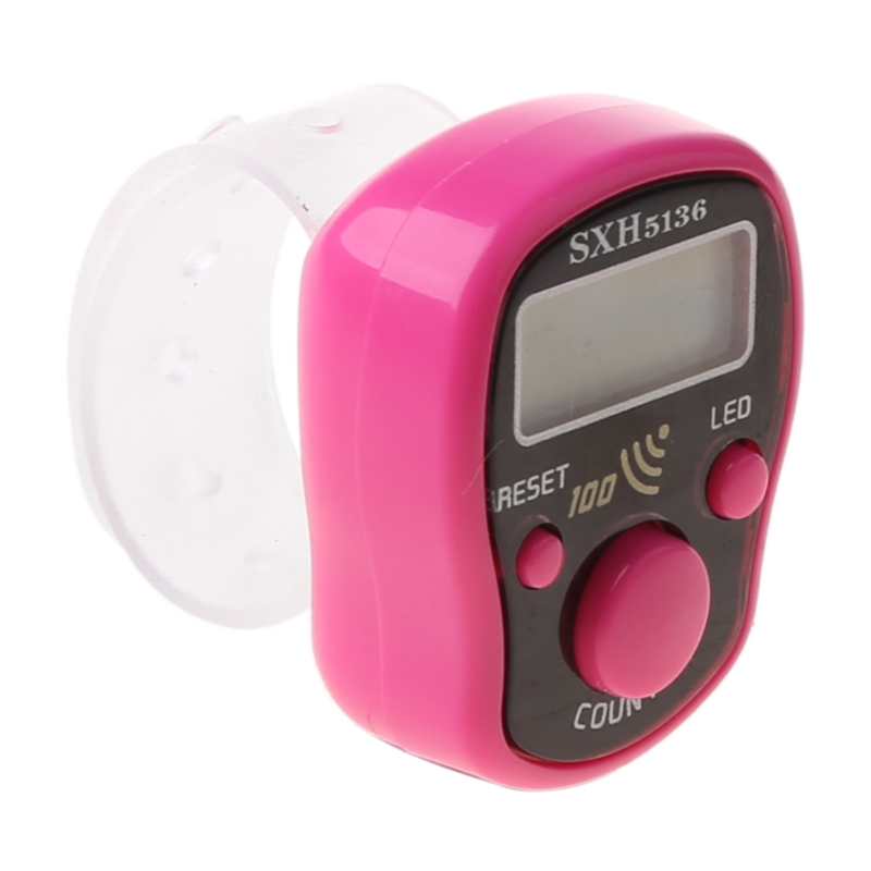 LED Finger Zähler Digitale Elektronische Zähler Runde Spur Handheld Clicker mit Ring Ziffern Anzeige Manuelle Dekompression Werkzeug: Rosa