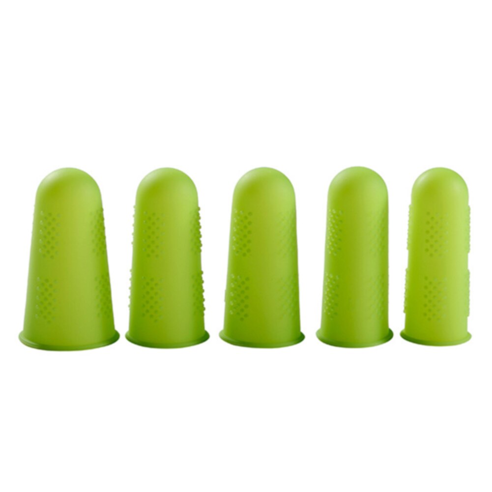 3/5Pcs Plaat Multicolor Caps Duurzaam Effen Siliconen Elasticiteit Thuisgebruik Anti-Slip Vinger Beschermers Hoge Temperatuur slip: Green / 5pcs