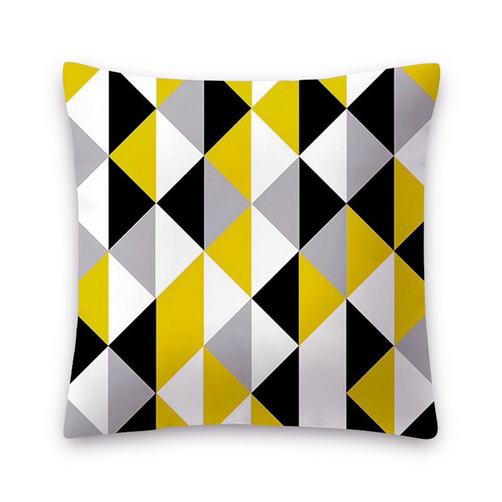 Urijk Geometric Printed Throw Pillow Case Yellow Gray Diamond Wave Waist Cushion Cover Office Sofa Housse de Coussin Kussenhoes