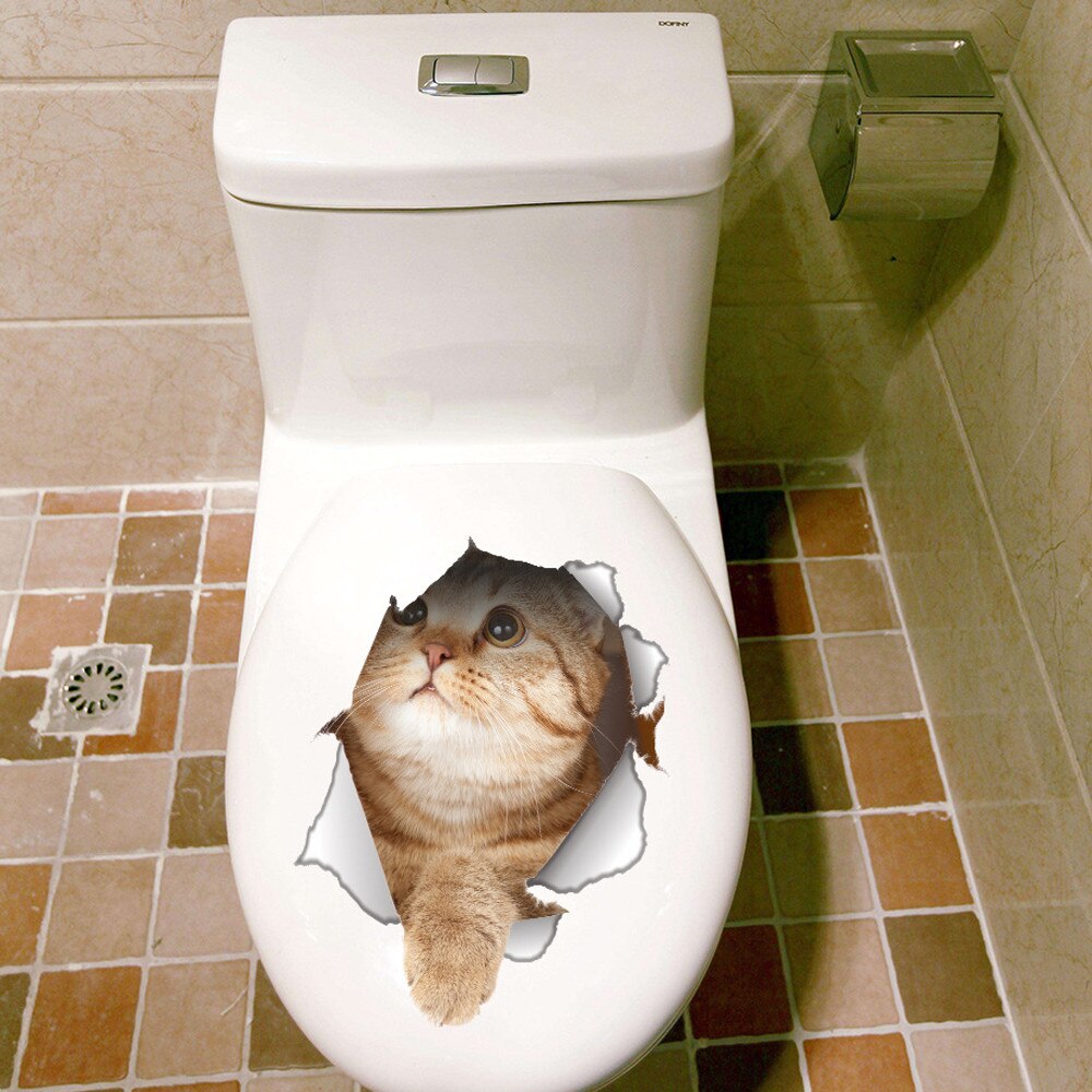 3d Wall Sticker Hole View Bathroom Living Room Home Decor Decal Wall Stickers Bathroom Toilet Door Wallpaper Mural Decals