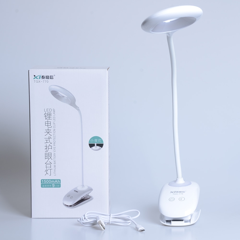 LED Flexo Desk Lamp Table Lamp USB Rechargeable LED Portable Clip-On Touch Touch Switch Study Read Office Student Table Light