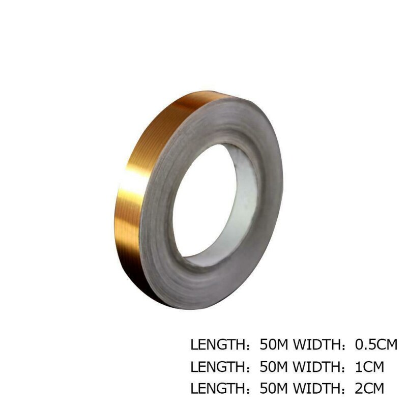 Gap Line Stickers Ceramic Tile Mildewproof Gap Tape Self-adhesive Beauty Seam Home Bedroom Bathroom Wall Floor Tile Stickers: Gold / 1CMX50M