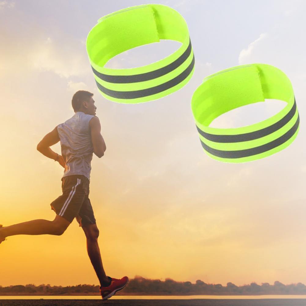 2Pcs Self-Adhesive Cycling Reflective Bands Magic Stickers Tapes Safety Leg Straps Strips Warning Armband Reflector Wristband