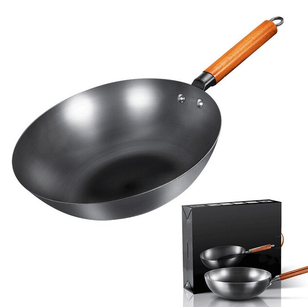 Non-coating Induction and Gas Cooker Cookware Chinese Iron Wok Traditional Handmade Iron Wok Non-stick Pan: Default Title