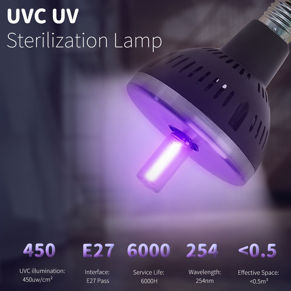 UV Disinfectant Light E27 UVC Light Bulb Ultraviolet Sterilizer Lamp Germicidal Germicidal Lamp Bulb UV Disinfectant Lamp
