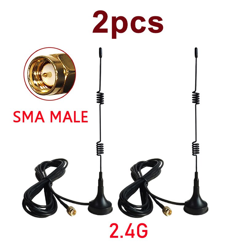 2.4Ghz Wifi Antenna SMA Male FEMALE RP-SMA 5dbi 2.4G IOT antena magnetic base Sucker antenne 3 meters extension cable wi-fi: 2PCS SMA MALE