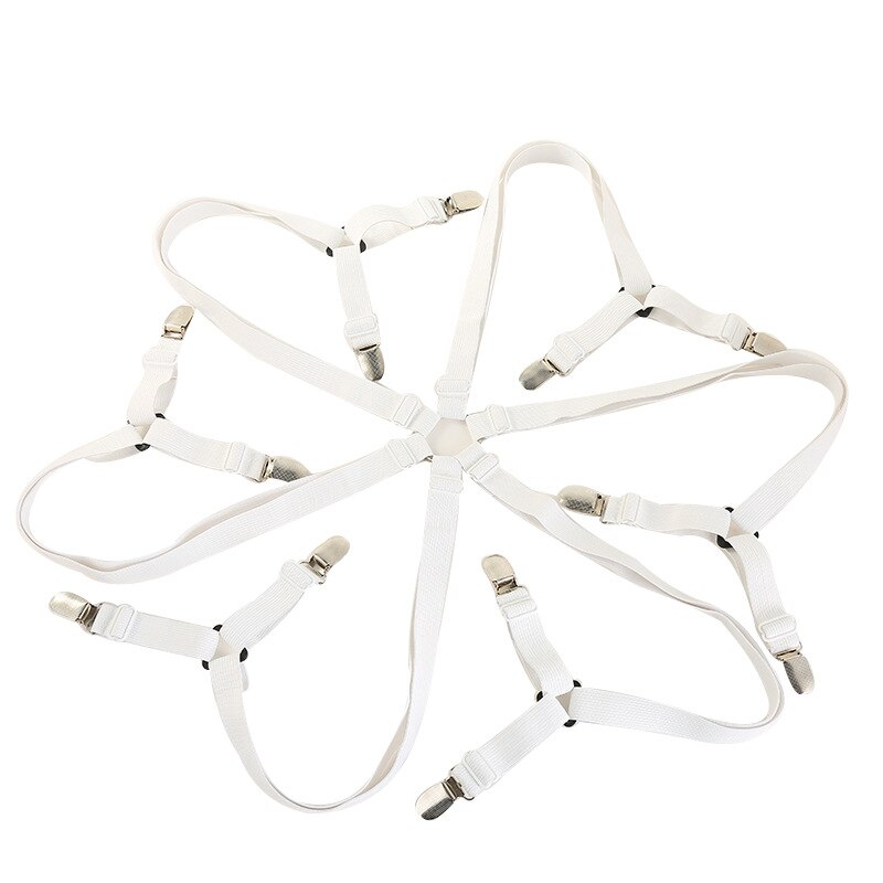 White color Bed Sheet Clips Grippers Fasteners Sheet Suspenders Elastic Sheet Holders Mattress Clips Straps Adjustable Fit