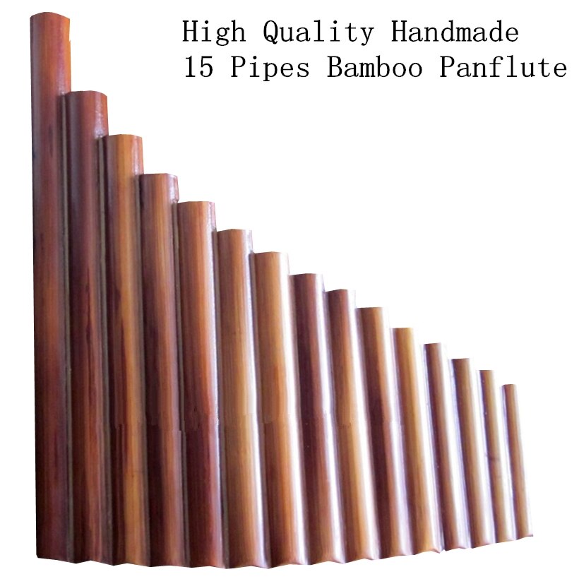 Tubos de 15 Artesanal de Bambu Panflute G Chave Instrumento Musical de Sopro Flauta Xiao Left &amp; Right Hand panpipes com flauta dizi saco