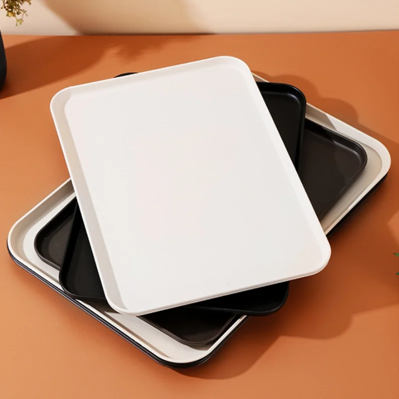 Plateau en plastique rectangulaire, grands plateaux de service pour hôtel, Restaurant, plat à thé, eau, petit déjeuner à la maison, poêle à pain, organisateur de Table basse