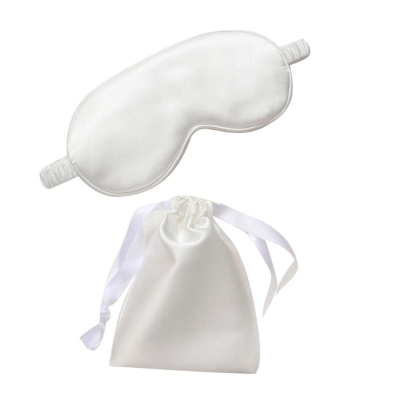 Masque pour les yeux en Imitation soie pour femmes, bandeau de sommeil de couleur unie avec sac K1KB