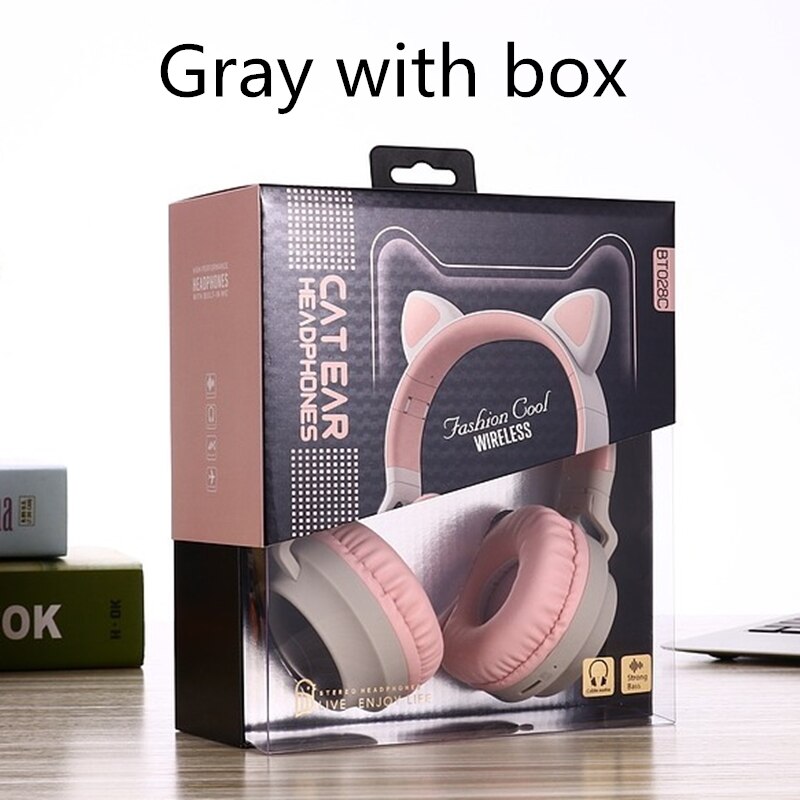 LED Cat Ear Noise Cancelling Headphones Bluetooth 5.0 Young People Kids Headset Support TF Card 3.5mm Plug With Mic