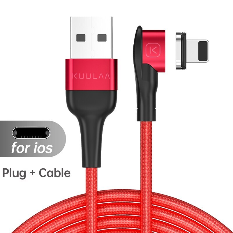 Kuulaa magnetische oplaadkabel usb type c micro-oplaadkabel voor iphone 12 11 samsung huawei xiaomi snellaadkabel usb-kabel: Rood voor iphone